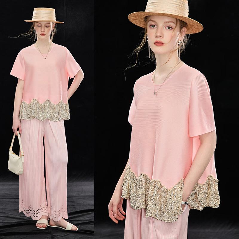 Women s Ruffle Hem Round Neck Loose T-Shirt