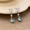Retro New Blue Water Drop Love Geometric Stud Earrings Women's Contrasting Colors High-end Temperament Earrings Earrings