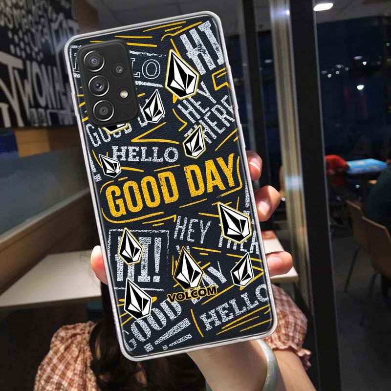 Volcom Logo Phone Case for Samsung A54 A57 A37 A17 A14 A15 A12 A24 A34 A55 A35 A25 A52S A07 A05S A04S A22 A32 A72 Galaxy Note 20