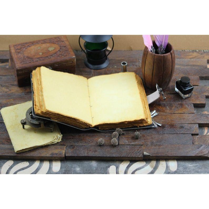 Moon Phase Leather Journal | Wiccan Spell Book of Shadows | Herbal Witch Grimoire | Celestial Notebook | Witchcore Aesthetic | Lunar Journal