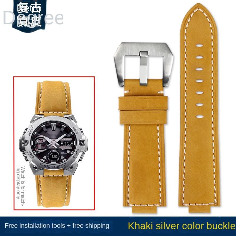 for CASIO G-Shock GST-B400/ GST-B200 Wrist strap leather watch belt cowhide watchband accessories 24*14mm Convex 24*16 Convex