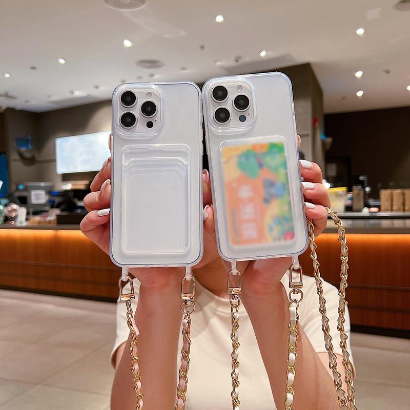 

Прозрачный чехол-кошелек для iPhone 15 14 Pro Max Plus 13 12 11 Pro Max, противоударный ремешок для карт через плечо, силиконовый мягкий защитный чехол для линз, тонкий чехол iPhone 15 чёрный