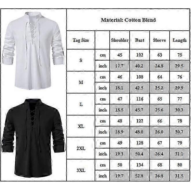 Men's Retro Style Long Sleeve Shirts Lace Up Neck Tops Renaissance, Viking Pirate, Hippie Blouse