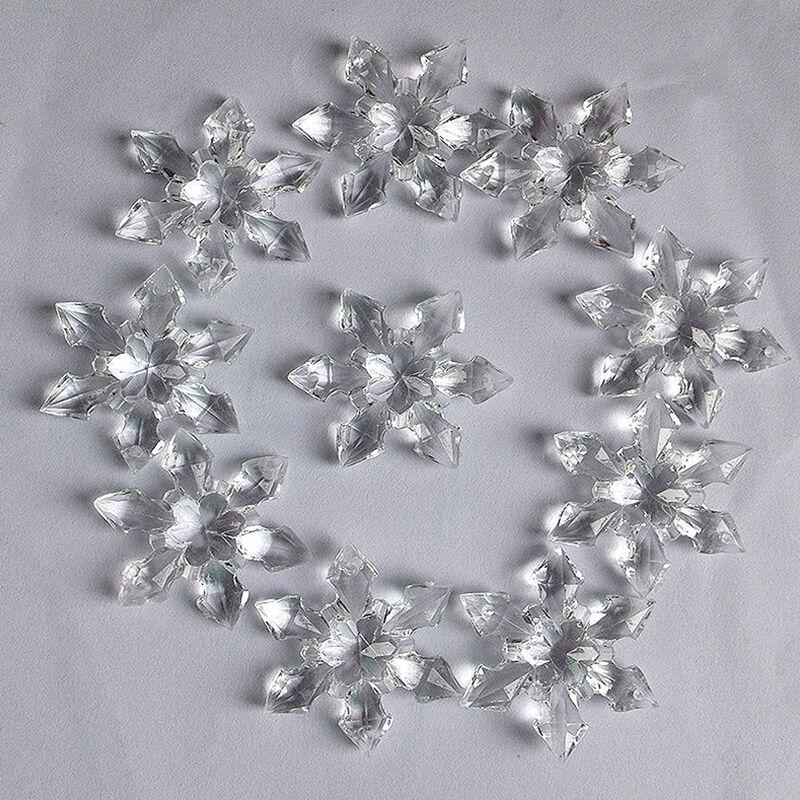10pcs Crystal Christmas Snowflakes Ornaments Party Tree Hanging Decoration Xmas