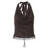Lace Splicing Swing Neck Neck Vest Women's Winter Sexy Inner and Outer Wear Slim Lace-up Top Women