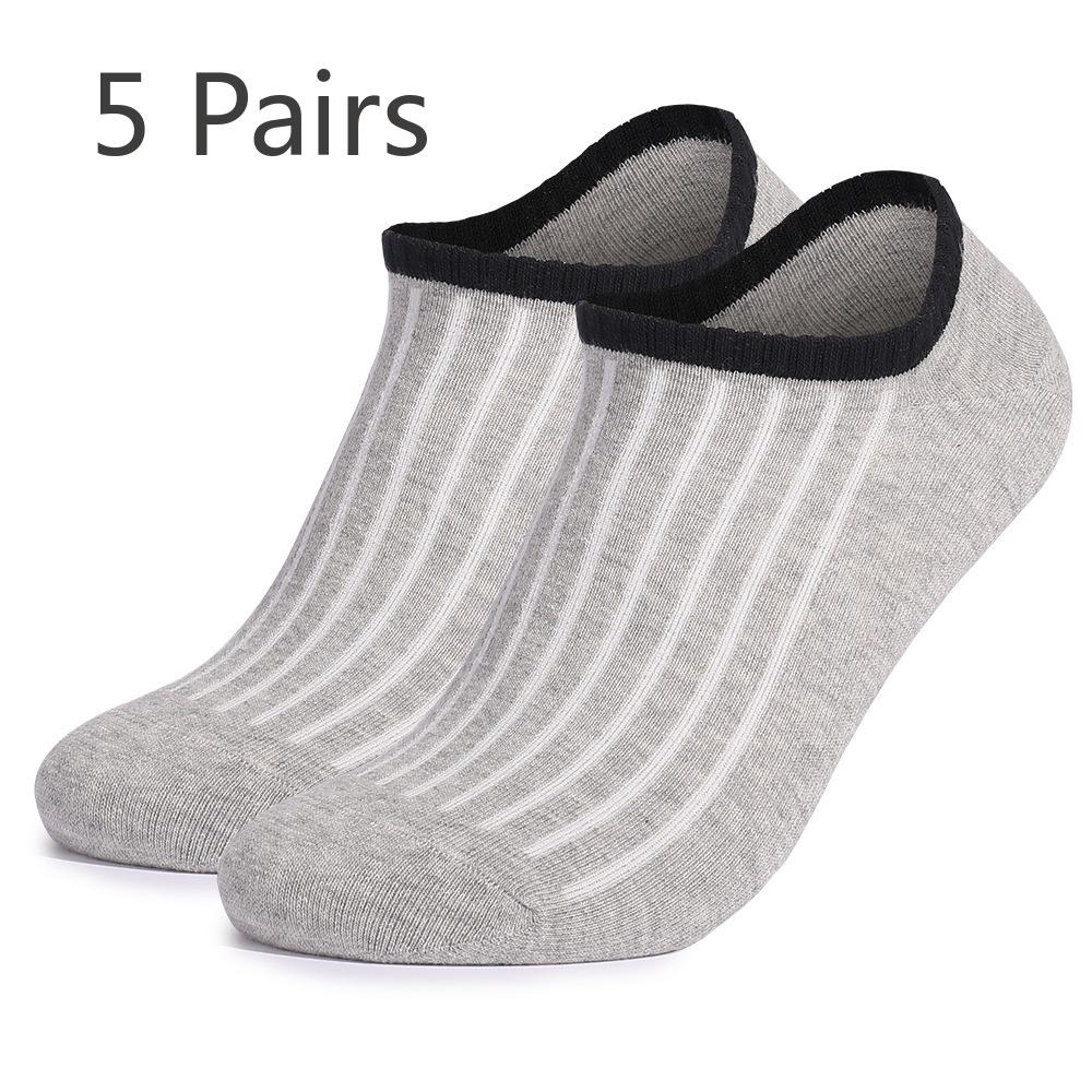 

5 пар мужских весенне-летних хлопковых однотонных дышащих невидимых носков с короткими носками-лодочками 44-49(5 pairs) серый