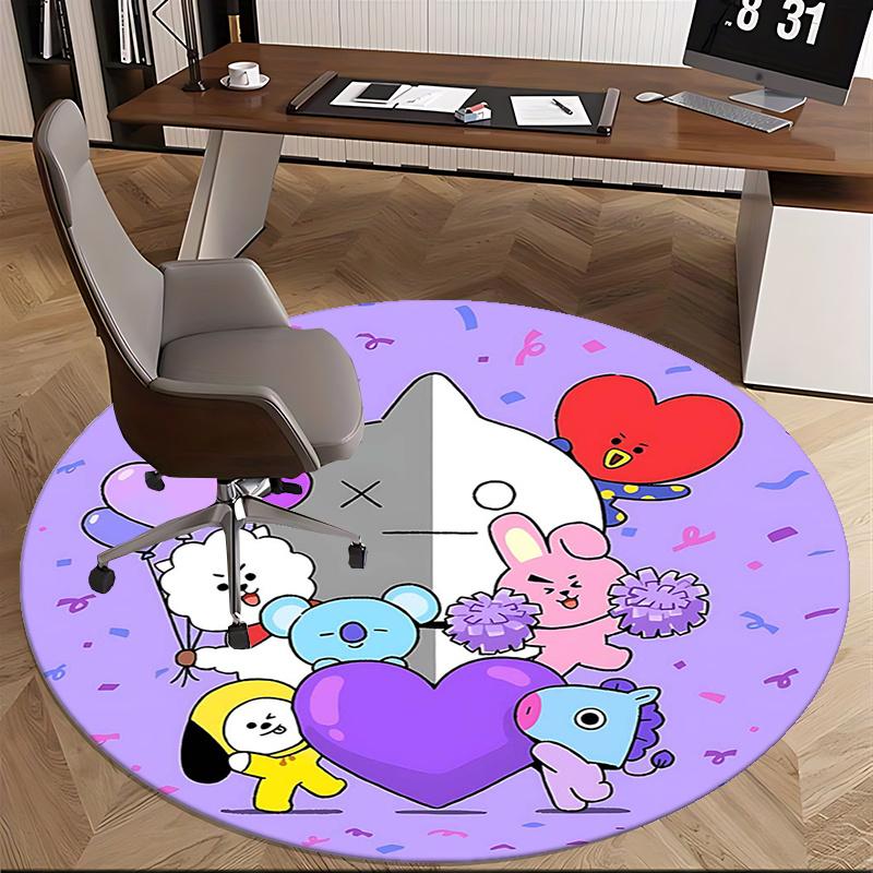 BT21 Merchandise,BTS Goods Chair Mat Round Rug Office Carpet, Non Slip, Suitable for Living Rooms, Bedrooms Decor.1205488a