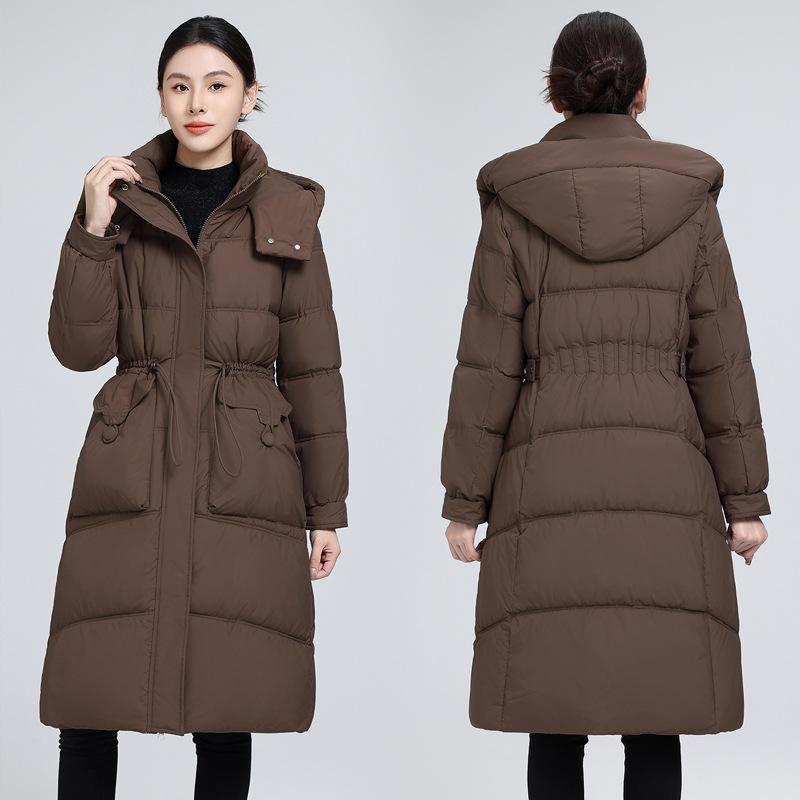 2025 new cotton jacket women's mid-length winter jacket with a thickened waist and a hooded cotton jacket women's Korean version of the jacket