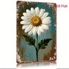 Vintage Metal Sign with White Daisy 20x30cm Retro Bar Cafe Home Decor