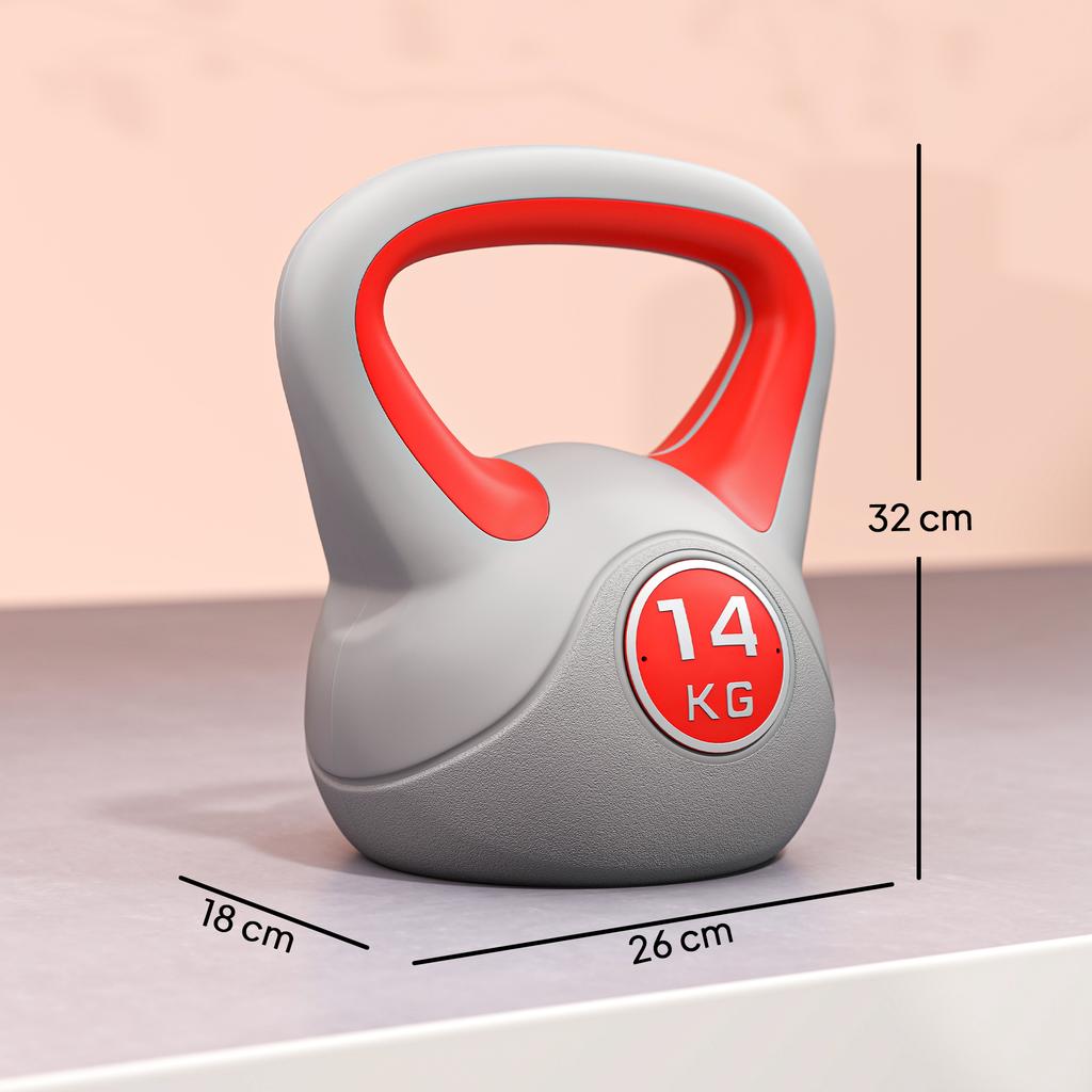 Kettlebell, 14kg Kettle Bells with Handle for Home Gym Weight Lifting and Strength Training, Red and Grey
