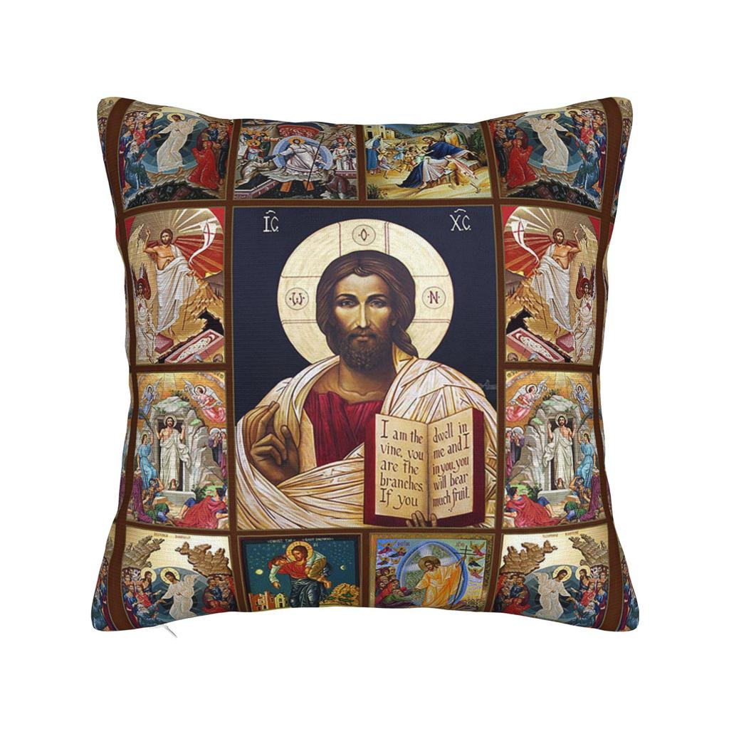 Christliche Kissenhülle Polyester Kissenbezug Dekorativ Gott segne Jesus Christus Zierkissenhülle Zuhause Quadratisch cm