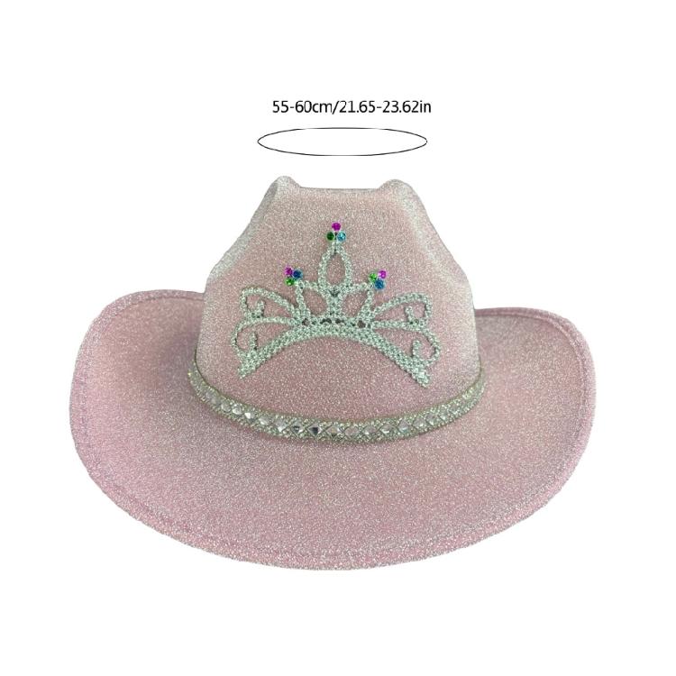 Sequins Cowboy Hats with Diamond Crown Pattern for Proms Banquets Party Sequins Cowboy Hats for Adult Photography