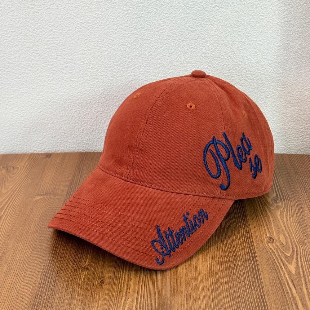 Fashion Hat American retro handwritten embroidered baseball cap made old men's and women's retro soft top baseball cap retro sunshade casual hat