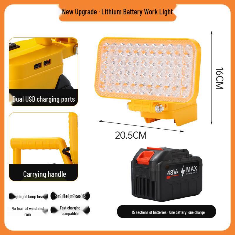 Portable Emergency Lithium Battery Floodlight for Camping, Construction, and Car Repairs