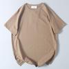 Export Export Tail Order Front Short Back Long Side Slit Short Sleeve T-shirt Men's Summer Easiest for Match Pure Color Raglan Sleeve Bottoming Shirt