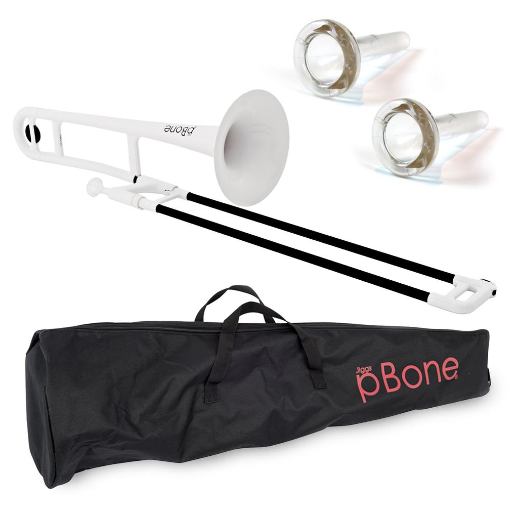 pInstruments Plastic Wind Instrument Tenor Trombone pBONE Bb Tone Lightweight Highly Durable ABS Biocoat Antibacterial PBONE1W White Bag &