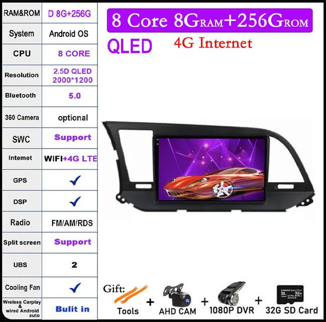 For Hyundai Elantra 6 2016 2017 2018 Car Radio Multimedia Video 4G+WIFI Player Navigation Stereo Screen