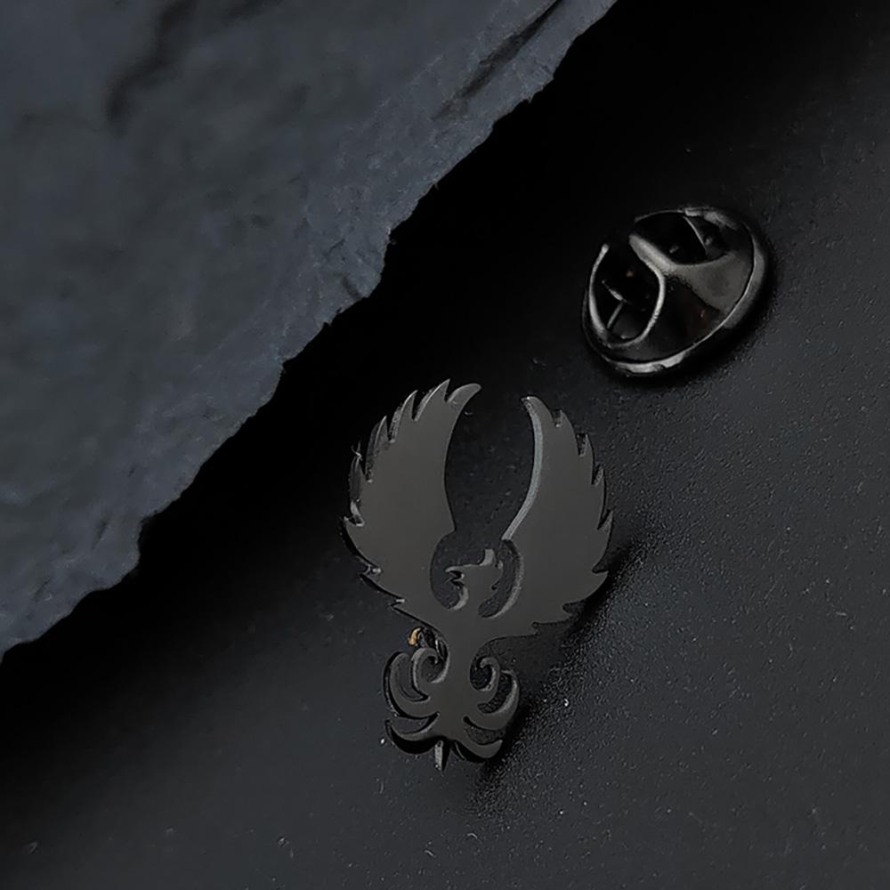 Retro Phoenix Male Brooches Gold Plated Stainless Steel Animal Lapel Pins Men's Jewelry Clothing Accessories Husband Gifts