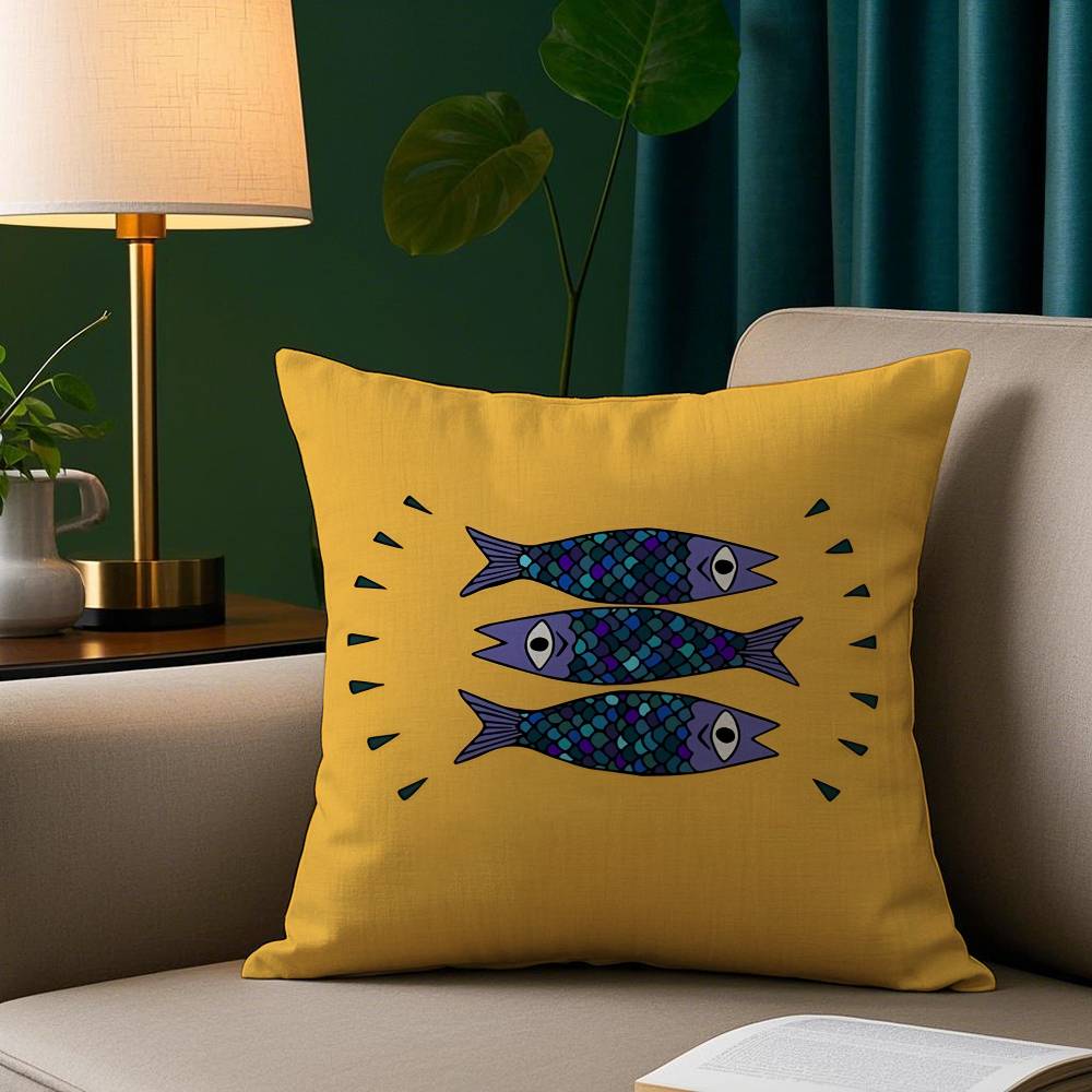 Sardines Art Pillow Case Short Plush Print Cushion Cover Square Throw Pillow Covers Sofa Home Decor