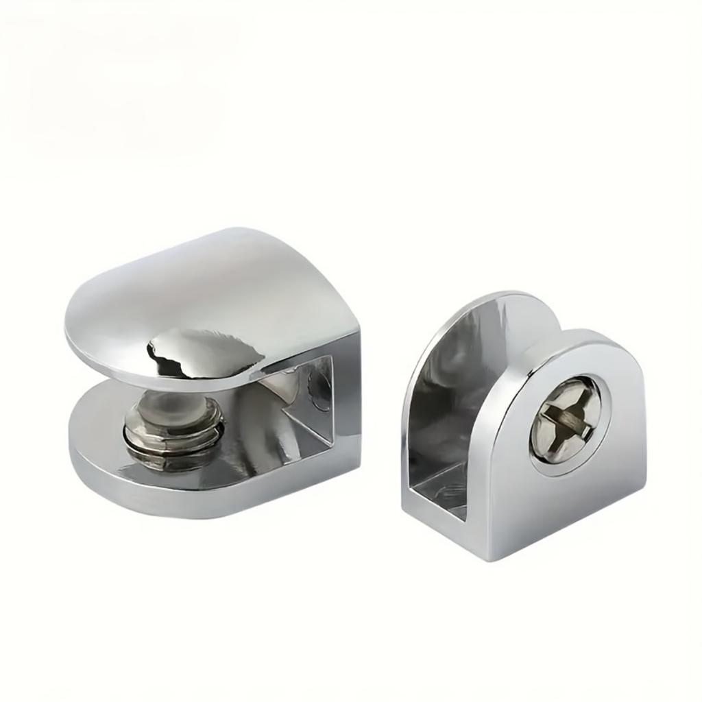 4 Pezzi Ferramenta Acciaio Inossidabile Staffe per Mensole in Vetro Robuste Regolabili Supporto in Vetro Argento Morsetto Porta per Bagno