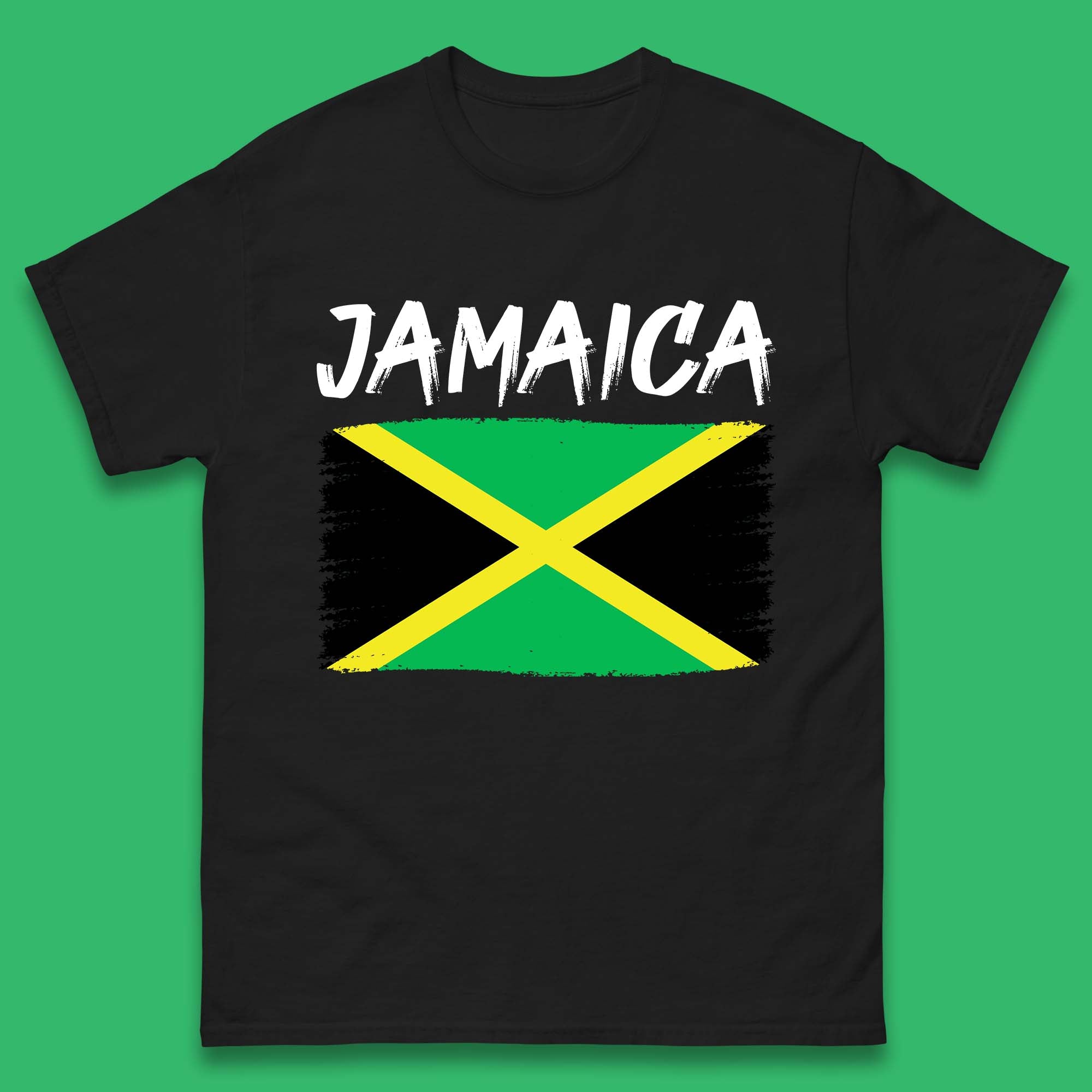 Jamaica Distressed Flag Country In The Caribbean Jamaican Flag Patriotism Mens Tee Top 3XL