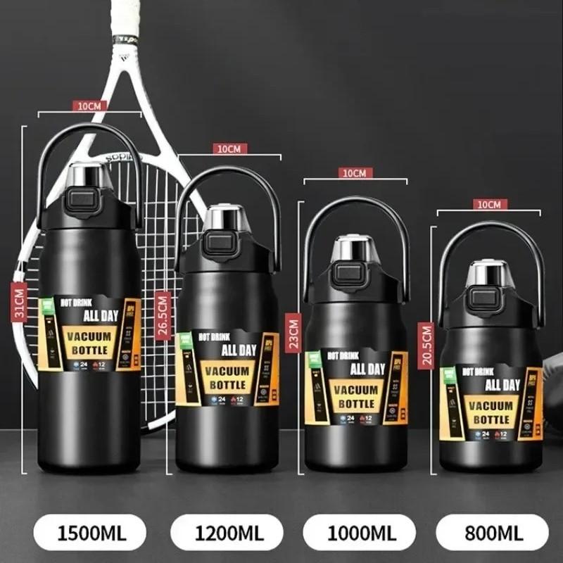 1500ML/50Oz 304 Stainless Steel Thermos Outdoor Portable Sports Vacuum Flasks with Straw Large Capacity Travel Water Bottle Mug