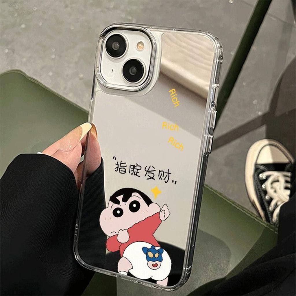 For Huawei Mirror Phone Case 3D Funny Crayon Shin-chan Mirror Phone Case Frameless Mirror