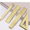 Vintage Brass Straight Ruler Measuring Tool Metal Triangle Ruler Protractor  For Students