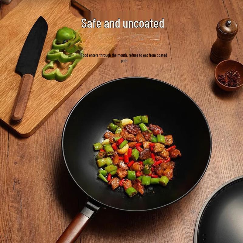 ZISIZ 32cm Flat-Bottom Iron Wok