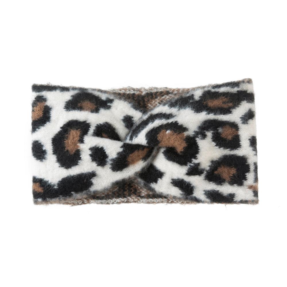 Plush Leopard Print Cross Headband For Women Korean Style Wool Knitted Chunky Hairband Fashion Wide side Turban Hair Accessories