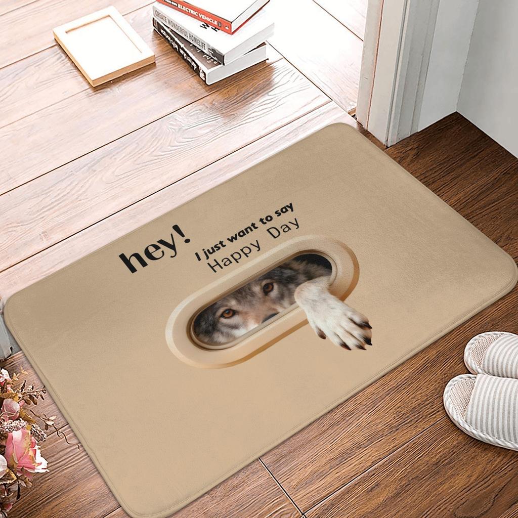 Hey I Just Want to Say Happy Day Crocodile Pattren Front Door Mat Anti-Slip Indoor Doormat Garden Garage Entrance Rug Carpet