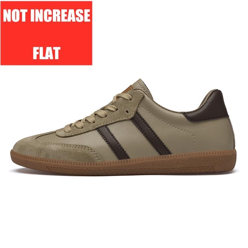 Cow Leather Elevator Sneakers Couple's Casual Shoes with Height Increase Lightweight Anti-Slip Sports Flat&5cm Sheepskin Lining