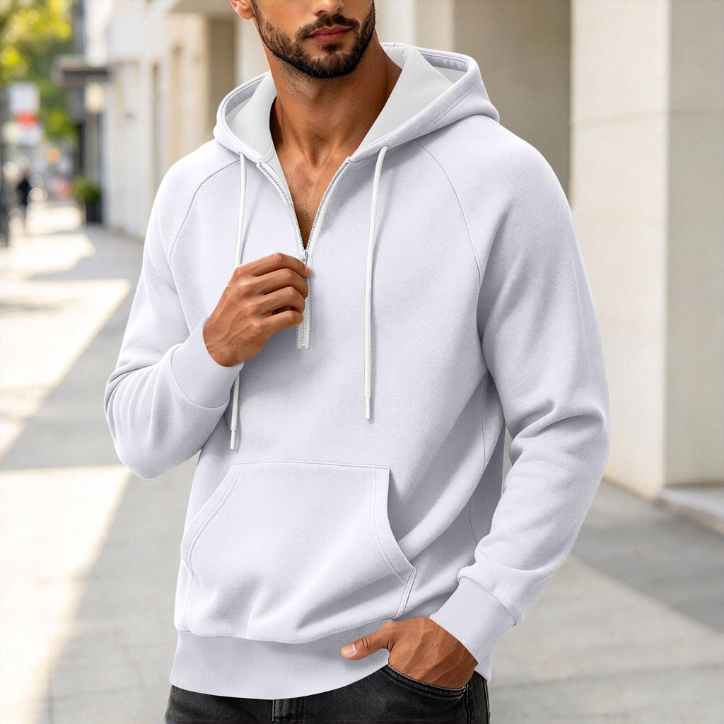 Herren Color Zip-Up Hoodie, Lässiges lockeres Langarm-Sweatshirt für Frühling und Herbst