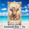 Cow Highland Theme Beach Towel Personalized Custom Name & Text Soft Quick Dry Beach Towel for Swimming Travel