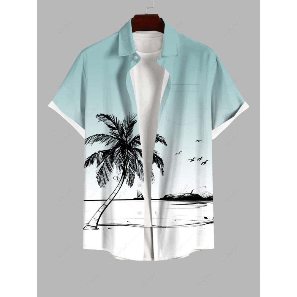 Men's Plus Size Summer Casual Shirt 3D Printed Hawaiian Shirt Beach Vacation Button Short Sleeved Shirt Men's Casual