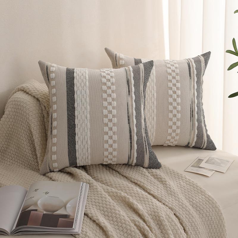 Nordic Style Tufted Colorful Velvet Woven Pillow Cover Single-sided Home Cushion Sofa Decorative Cushion Cover