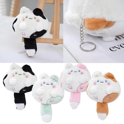 Squeak Long Tailed Cat Hanging Pendant Cute Stuffed Cat Key Chain Plush Keychain  for Girl's Bag