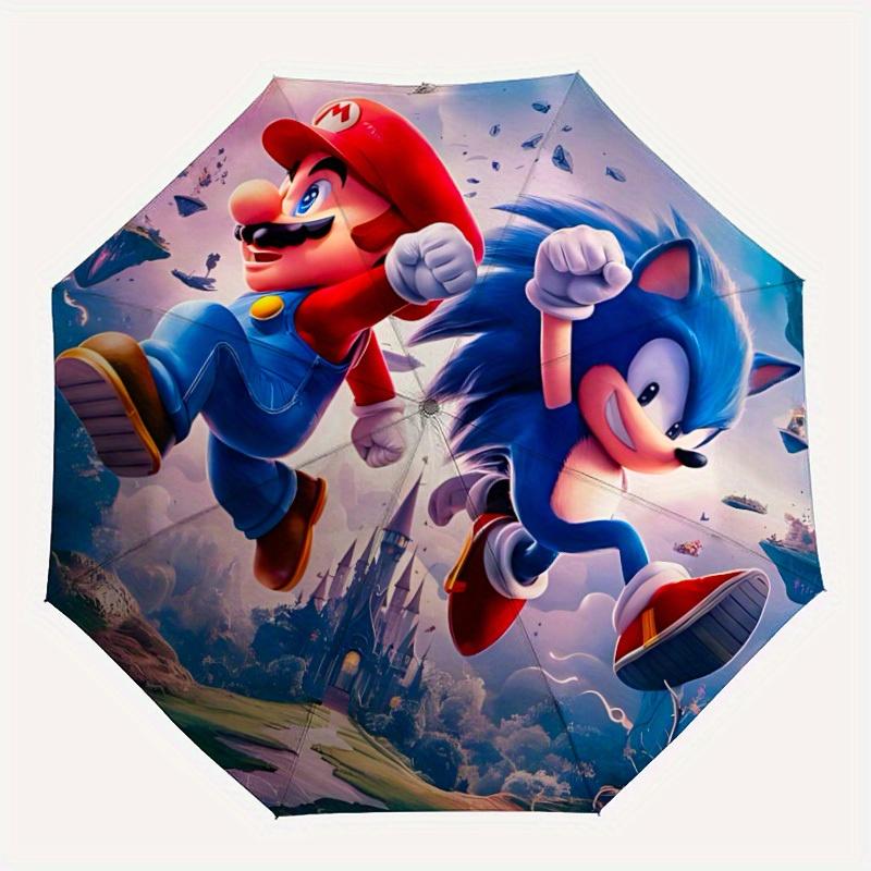 

1pc Mario Sonic Automatic Open Umbrella - 8-Rib Compact Foldable Design, Durable Fabric for Casual & Fashion Use, 092