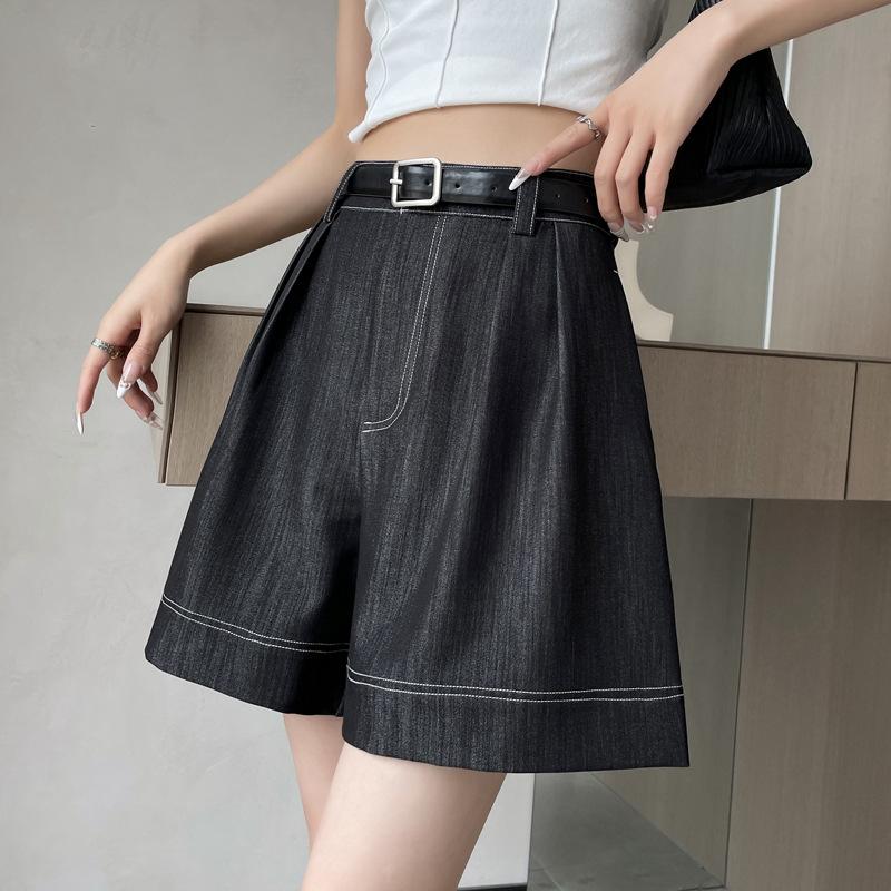 

Новые летние брюки Tensi Soft Denim, широкие шорты А-силуэта с высокой талией, повседневные брюки для женщин 2XL чёрный