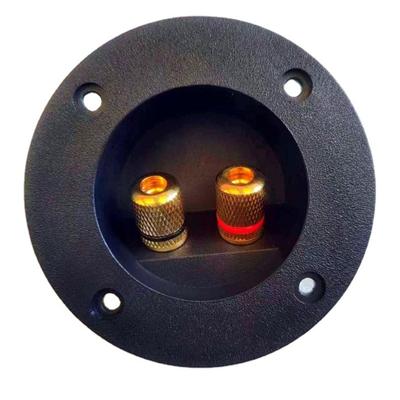 Schwarze Lautsprecheranschlussklemmen Runddose mit 2 vergoldeten Bananensteckern Subwoofer Stereos Stecker Federbecheranschluss
