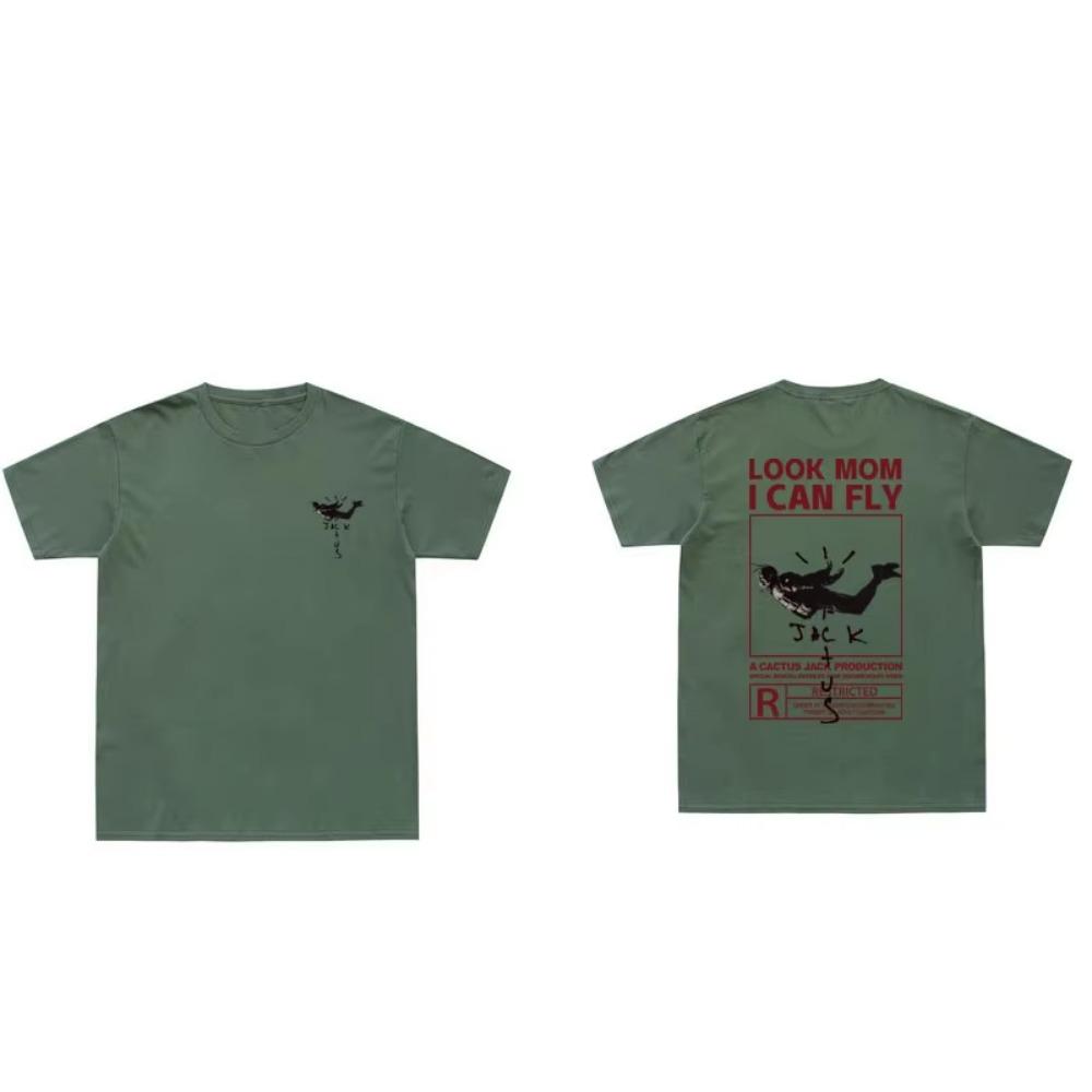 Nowość Letni T-shirt LOOK MOM I CAN FLY Zabawny Nadruk T-shirt Męski Damski Cactus Jack Swag Hip Hop Streetwear Top