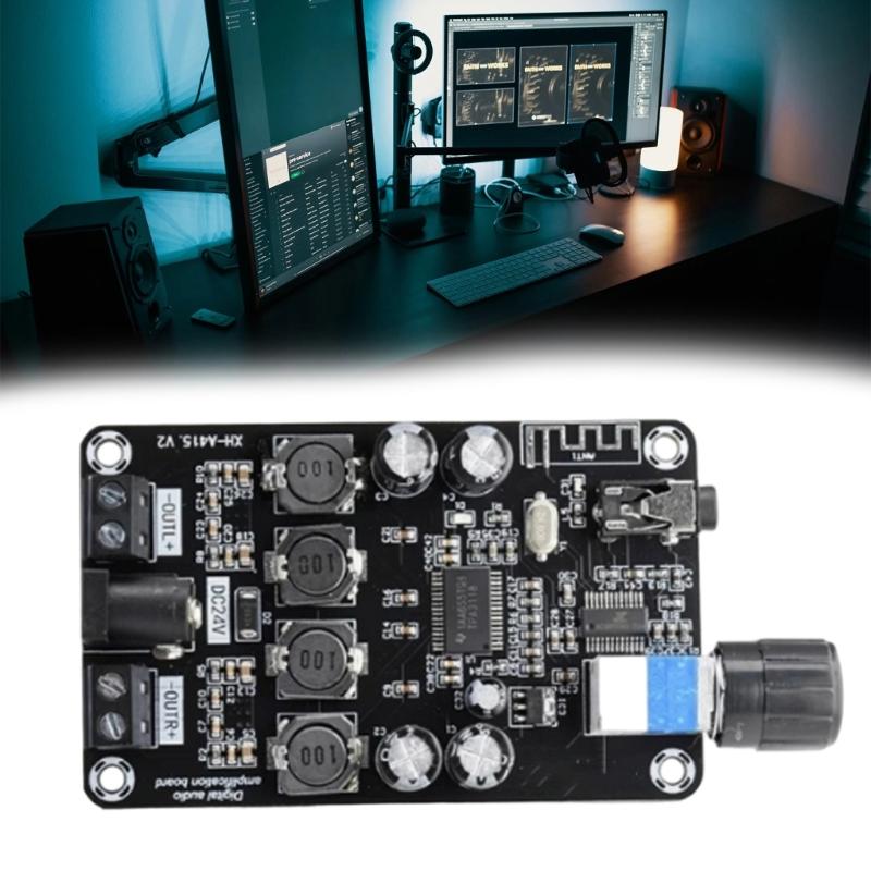 Stereo Power Amplifier Module Supporting Wide Voltage Ranges 12V To 24V with Volumes Control Knob Safety Features for Home