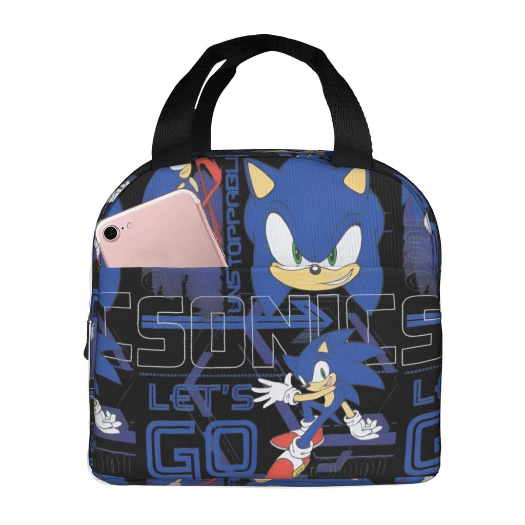 Custom S-Soniced Insulated Lunch Bags for Work School Hedgehog Game Resuable Cooler Thermal Lunch Box Men Women