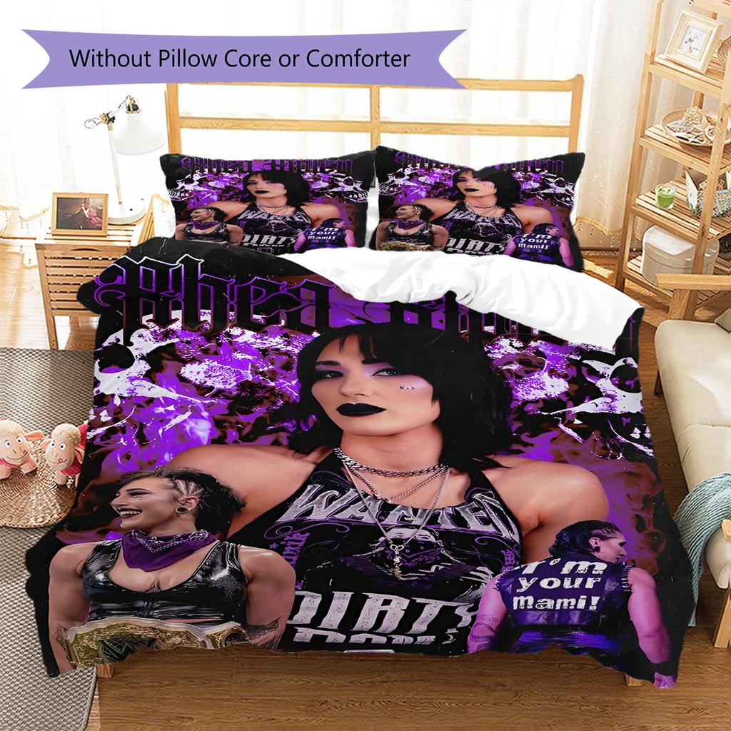 Biancheria da letto con motivo Rhea Ripley, Set piumone Copripiumone Federa Regalo di Compleanno per la Casa (1 * copripiumino + 2 * federa, senza nucleo)