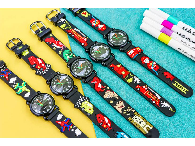 Dziecięcy Kreskówkowy Zegarek Kwarcowy 3D - Motywy: Piłka nożna, Samolot, Koparka, Dinozaur