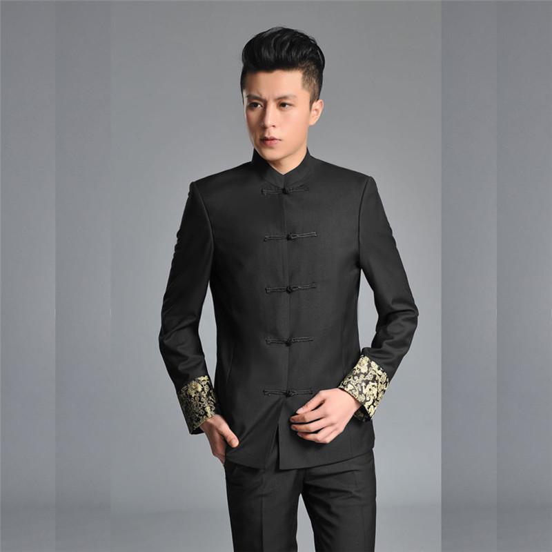 Men's Youth Slim Fit Zhongshan Suit: Stand Collar Casual Chinese Style Wedding Dress 16