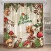 Autumn Mushroom Shower Curtains Cartoon Animals Squirrel Deer Pumpkin Sunflower Plants Bath Curtain For Bathroom Decor Polyester