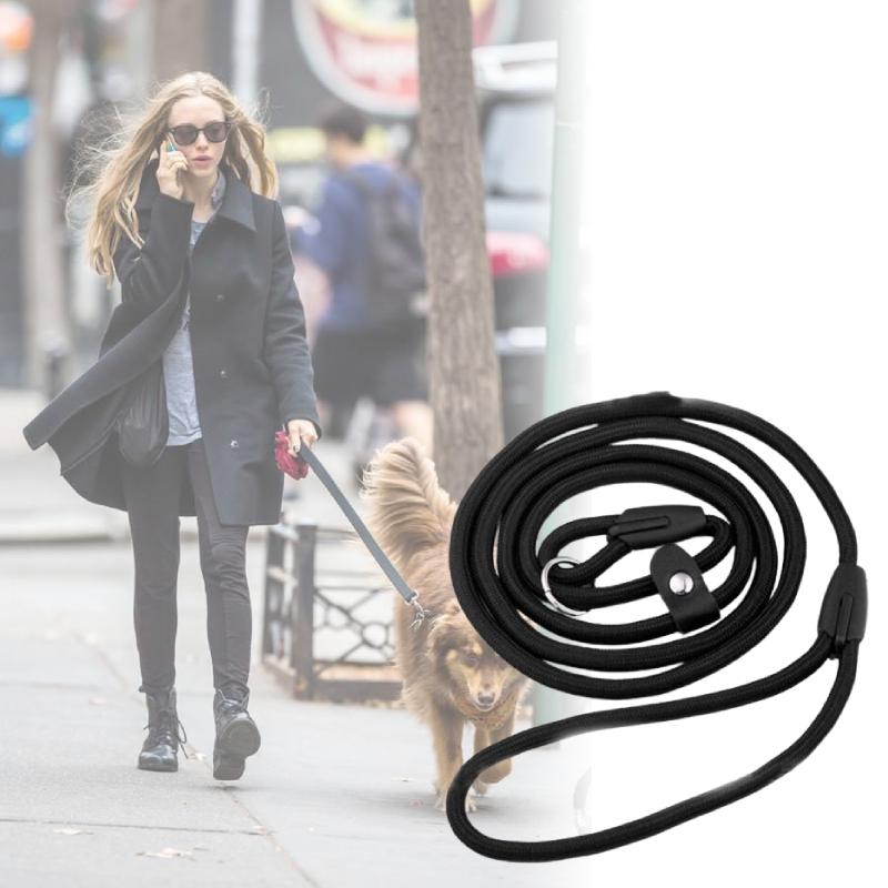 Nylon Leash Pet No Collar Needed Adjustable Length 120cm For Dogs Durable Black