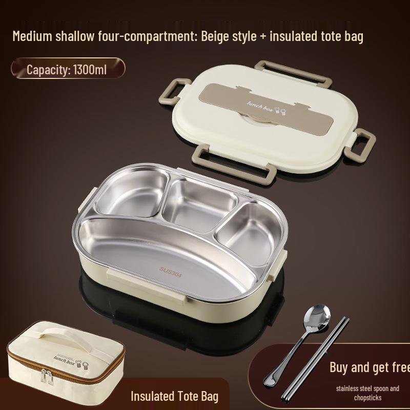 304 Stainless Steel Leak-Proof Insulated Lunch Box for Office and School, Food-Grade Square Bento Box.