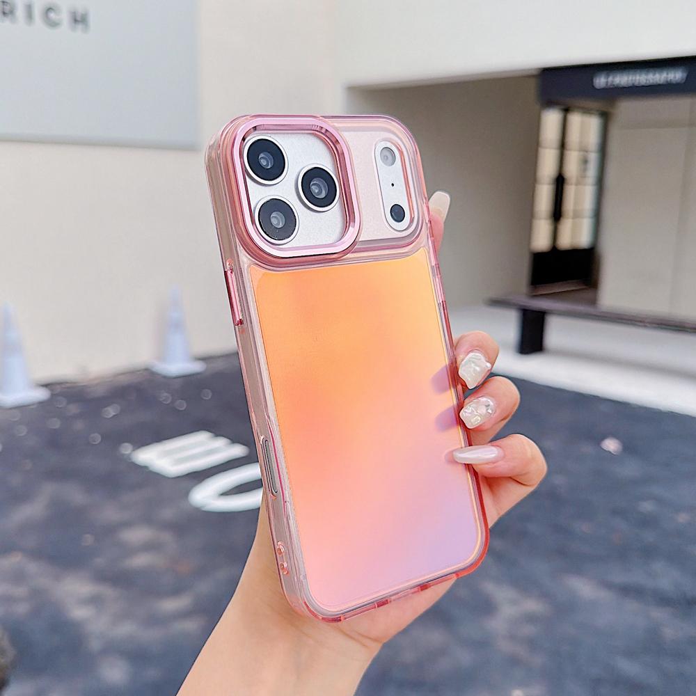 KEYSION Fashion Laser Gradient Colorful Phone Case for iPhone 17 Pro Max Soft TPU+PC Shockproof Back Cover for iPhone 17 Pro